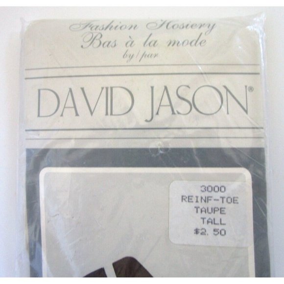David Jason Fashion Hosiery/Panty Hose Canada Reinforced Toe Taupe Tall 3000 VTG - Picture 2 of 6